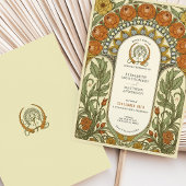 Peonies & Rose Jugendstil-Hochzeit Einladung