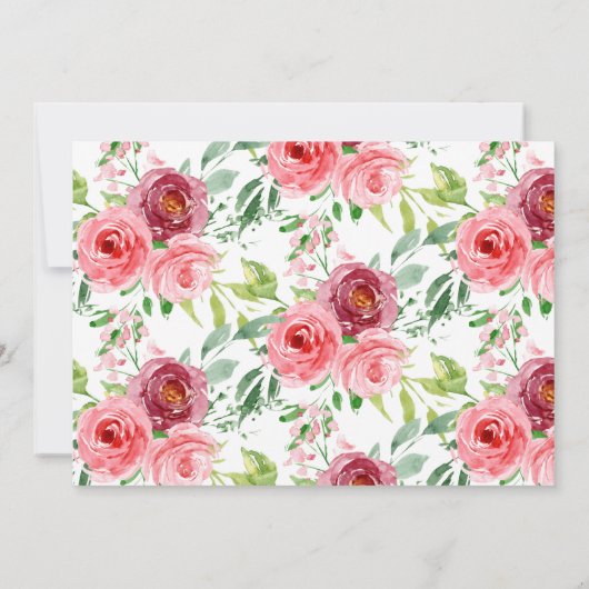 Peonies Rose Spanische Bestätigung Einladung (Rückseite)