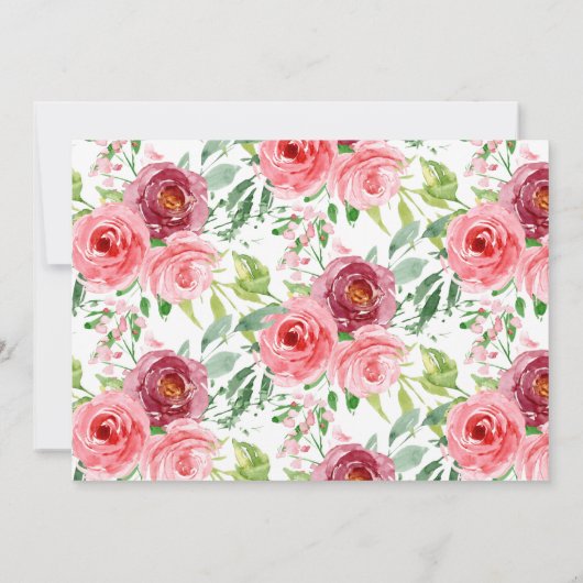 Peonies Rose Spanische Taufe Einladung (Rückseite)