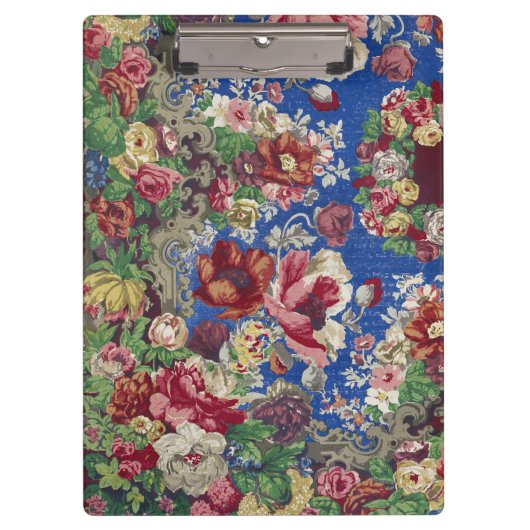 Peonies & Rose, Vintage Barockblumenmuster Klemmbrett (Vorderseite)