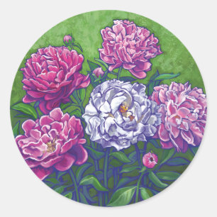 Peonies Runder Aufkleber