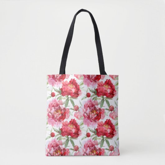 Peonies Schulter-Tasche Tasche (Vorderseite)