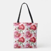 Peonies Schulter-Tasche Tasche (Rückseite)