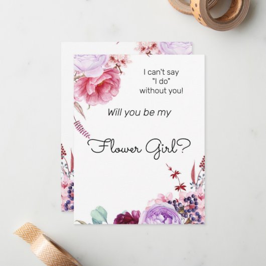 Peonies sind mein Vorschlag für ein Blumenmädchen Mitteilungskarte (Vorderseite/Rückseite Beispiel)