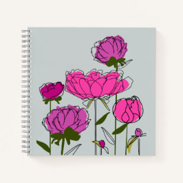Peonies Square Notebook Notizblock