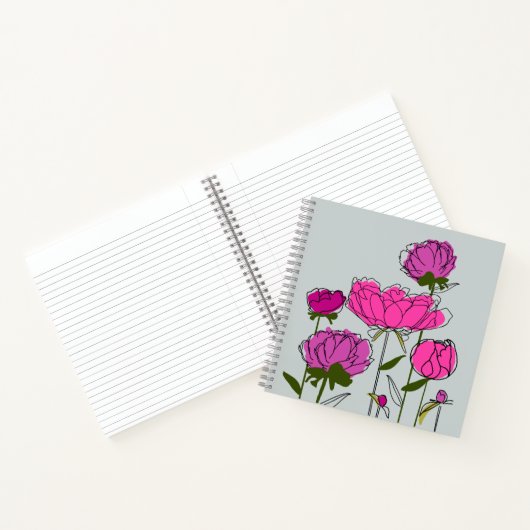 Peonies Square Notebook Notizblock (Innenseite)