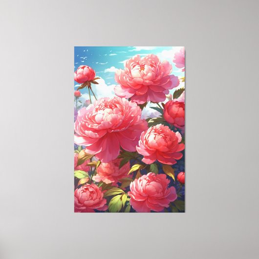 Peonies Stretched Canvas Print Leinwanddruck (Vorderseite)
