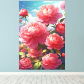 Peonies Stretched Canvas Print Leinwanddruck (Insitu (Holzboden))