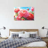 Peonies Stretched Canvas Print Leinwanddruck (Insitu (Schlafzimmer))
