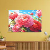 Peonies Stretched Canvas Print Leinwanddruck (Insitu (Wohnzimmer))