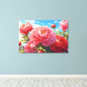 Peonies Stretched Canvas Print Leinwanddruck (Insitu (Holzboden))