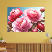 Peonies Stretched Canvas Print Leinwanddruck (Insitu (Wohnzimmer))