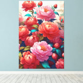 Peonies Stretched Canvas Print Leinwanddruck (Insitu (Holzboden))