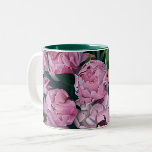 Peonies-Tasse Zweifarbige Tasse (Vorderseite Links)