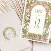 Peonies Tischnummern Vintag Jugendstil Hochzeit