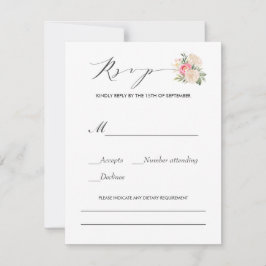 Peonies Typografy dietary Requirements Hochzeit RSVP Karte