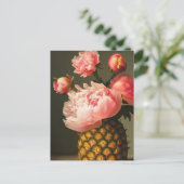 Peonies und Ananas Postkarte (Stehend Vorderseite)