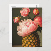 Peonies und Ananas Postkarte (Vorne/Hinten)