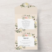 Peonies und Anemones blühen Hochzeitsblüte All In One Einladung (Innen Boden)