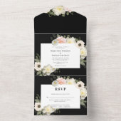 Peonies und Anemones blühende Hochzeitseinladung All In One Einladung (Innen Boden)