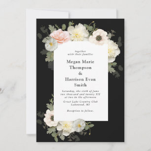 Peonies und Anemones blühende Hochzeitseinladung Einladung