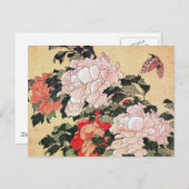 Peonies und Butterfly Hokusai Postkarte (Vorne/Hinten)