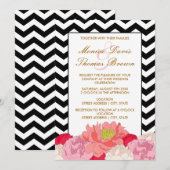 Peonies und Chevrons Einladung (Vorne/Hinten)