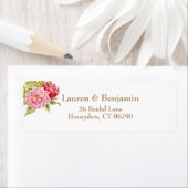 Peonies und Hydrangea-Rücksendeadressen-Aufkleber (Insitu)
