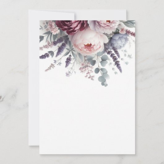 Peonies und Lavendel Einladung (Vorderseite)