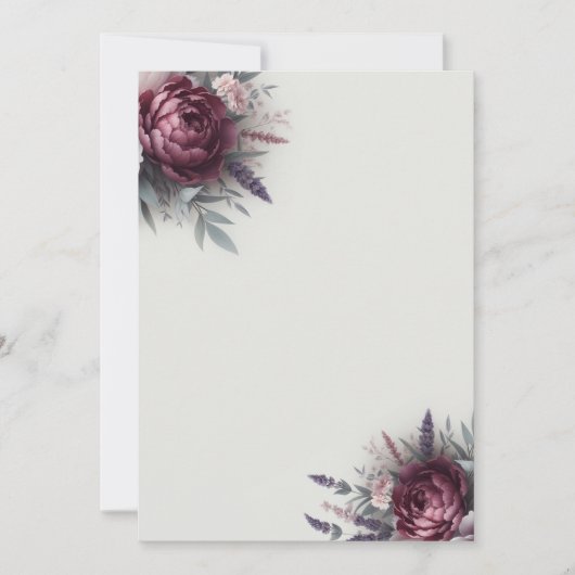 Peonies und Lavendel Einladung (Vorderseite)