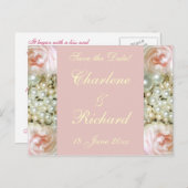 Peonies und Perlen Ankündigungspostkarte (Vorne/Hinten)