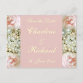 Peonies und Perlen Ankündigungspostkarte (Vorderseite)