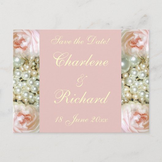 Peonies und Perlen Ankündigungspostkarte (Vorderseite)