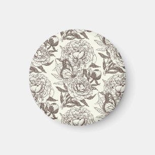 Peonies und Schmetterlinge blockieren den Druck, d Magnet