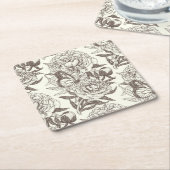 Peonies und Schmetterlinge blockieren den Druck, d Rechteckiger Pappuntersetzer (angewinkelt)