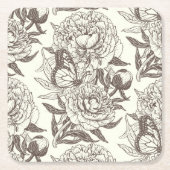 Peonies und Schmetterlinge blockieren den Druck, d Rechteckiger Pappuntersetzer (Vorderseite)
