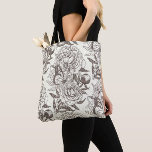 Peonies und Schmetterlinge blockieren den Druck, d Tasche