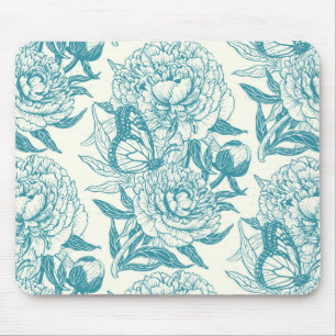 Peonies und Schmetterlinge blockieren Druck, Lagun Mousepad