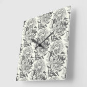Peonies und Schmetterlinge blockieren Druck, schwa Quadratische Wanduhr (Winkel)