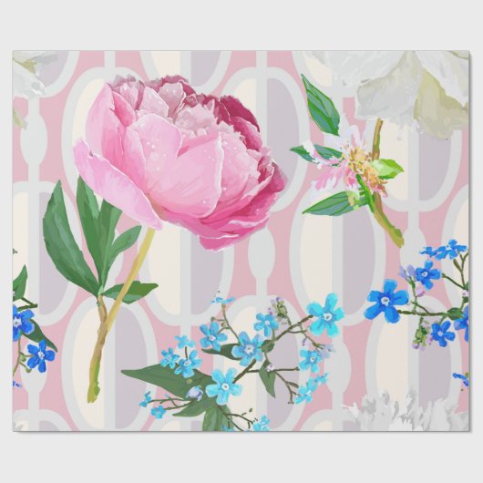 Peonies und vergessene-me-nots. Nahtlose Hintergru Geschenkpapier (Flach)