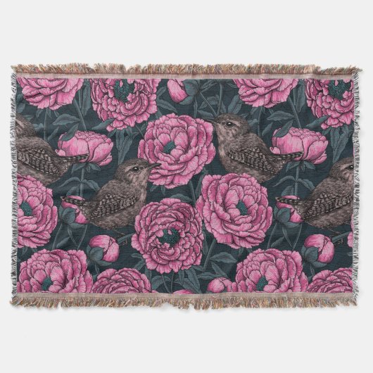 Peonies und Warnen auf dunkelgrau Decke (Vorderseite)