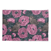 Peonies und Warnen auf dunkelgrau Kissenbezug (Rückseite-Links)