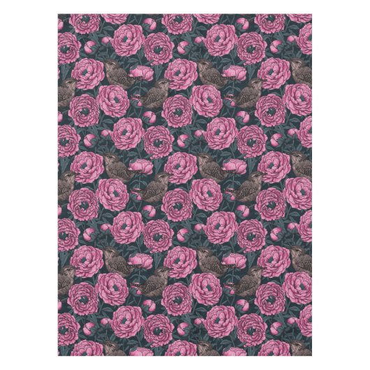 Peonies und Warnen auf dunkelgrau Tischdecke (Vorderseite)