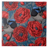 Peonies und Warnen Fliese (Vorderseite)