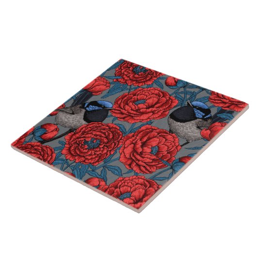 Peonies und Warnen Fliese (Seite)