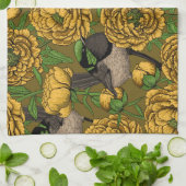 Peonies und Warnen Geschirrtuch (Gefaltet)