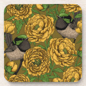 Peonies und Warnen Getränkeuntersetzer (Vorderseite)