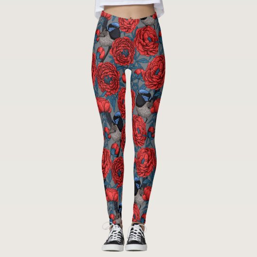Peonies und Warnen Leggings (Vorderseite)