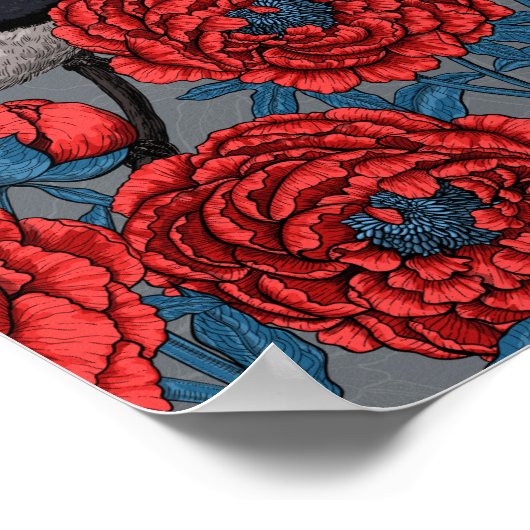 Peonies und Warnen Poster (Ecke)