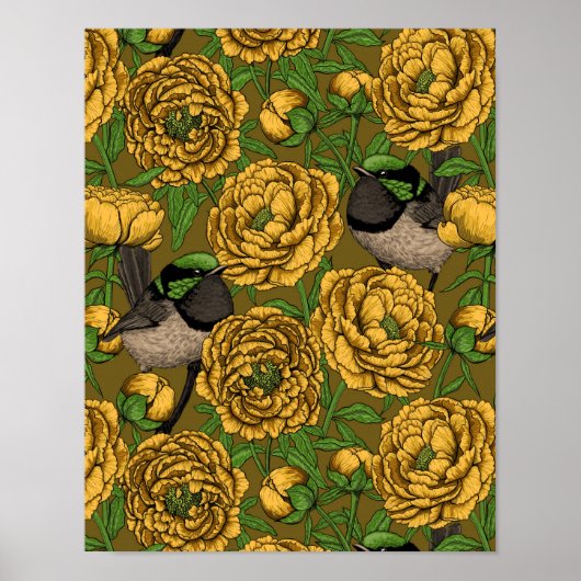 Peonies und Warnen Poster (Vorne)